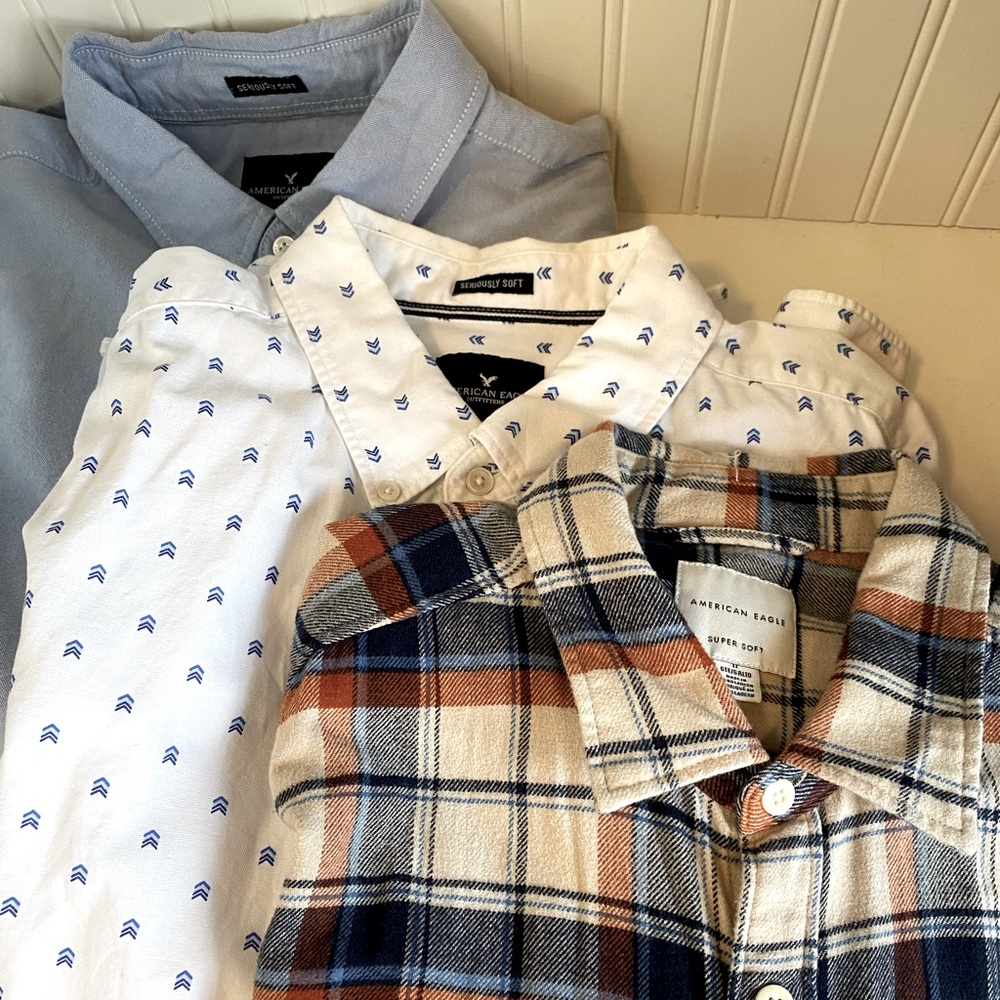 Lot of 3 Mens long sleeve American Eagle shirts size Large Tall